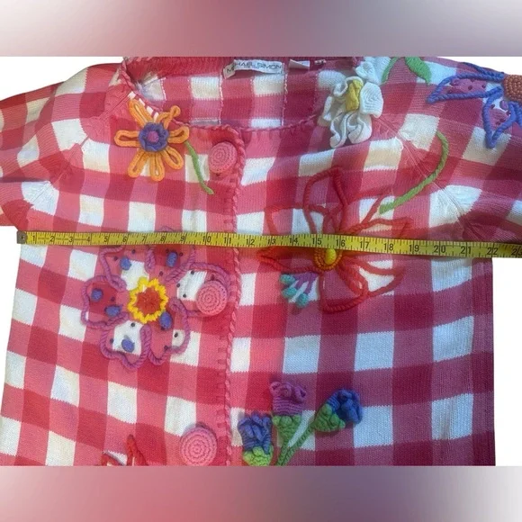 Michael Simon Red/Pink Embroidered, Handmade Flowers And Beads Sz O/S - Picture 8 of 9
